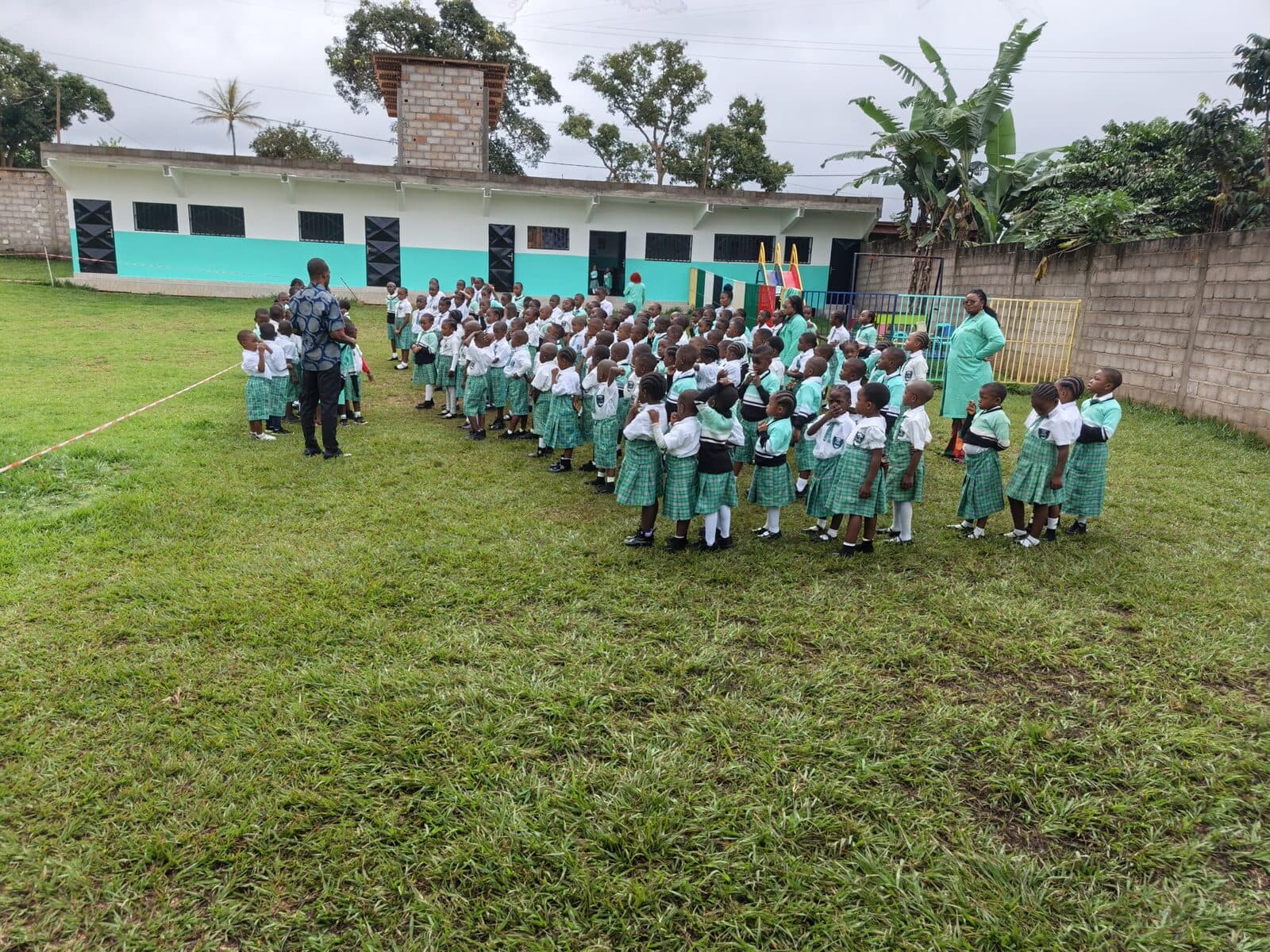 Morning assembly on the lawn