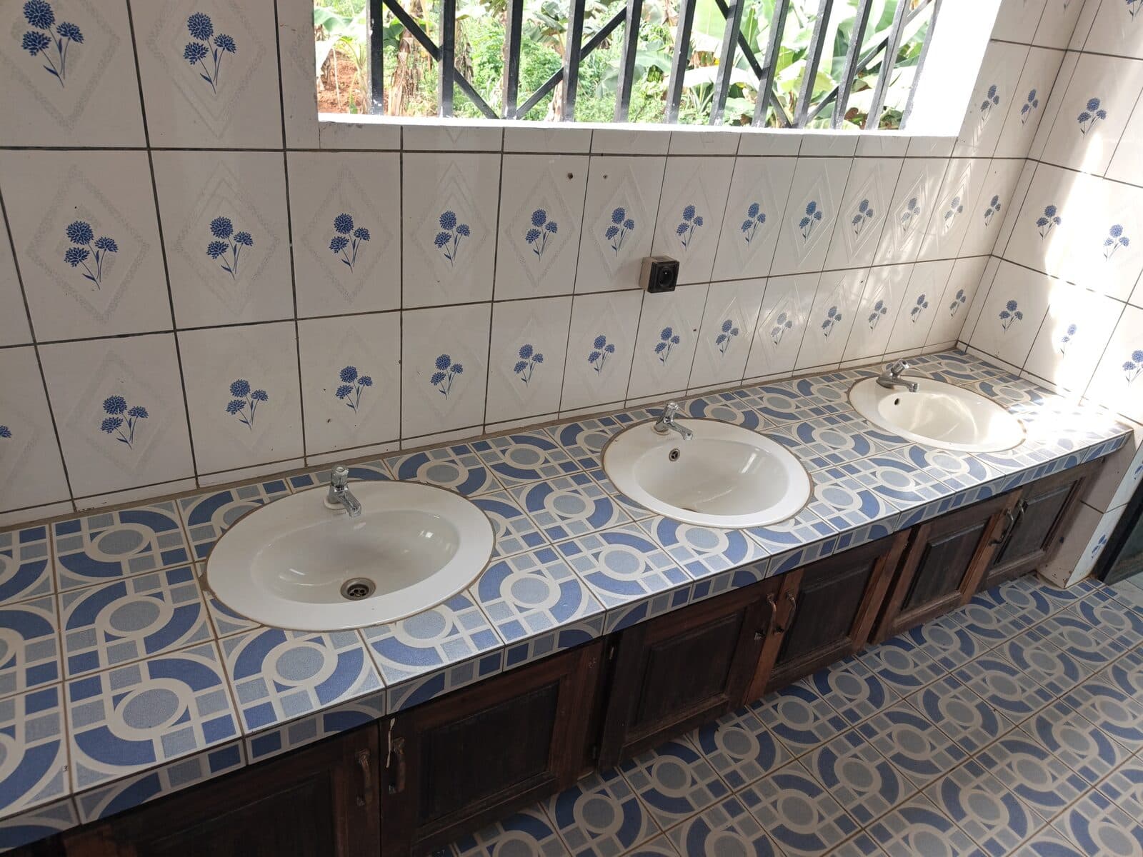 Washstands outside the classrooms